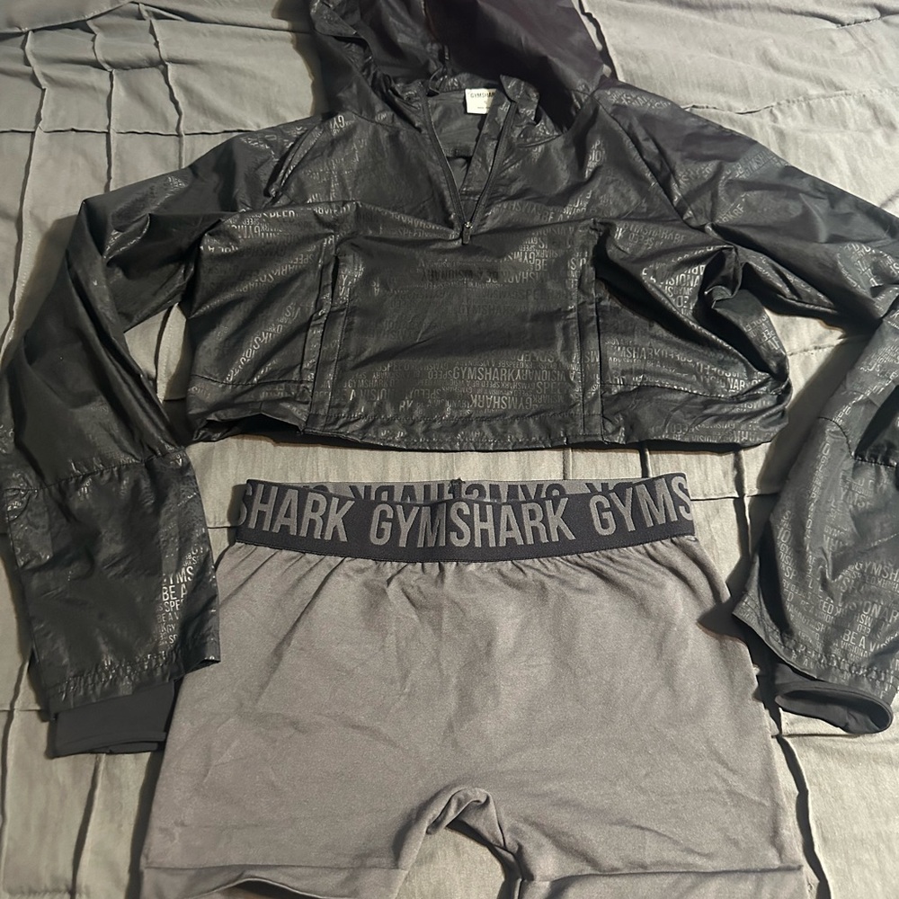 Gymshark Black Athletic Jacket and shorts
